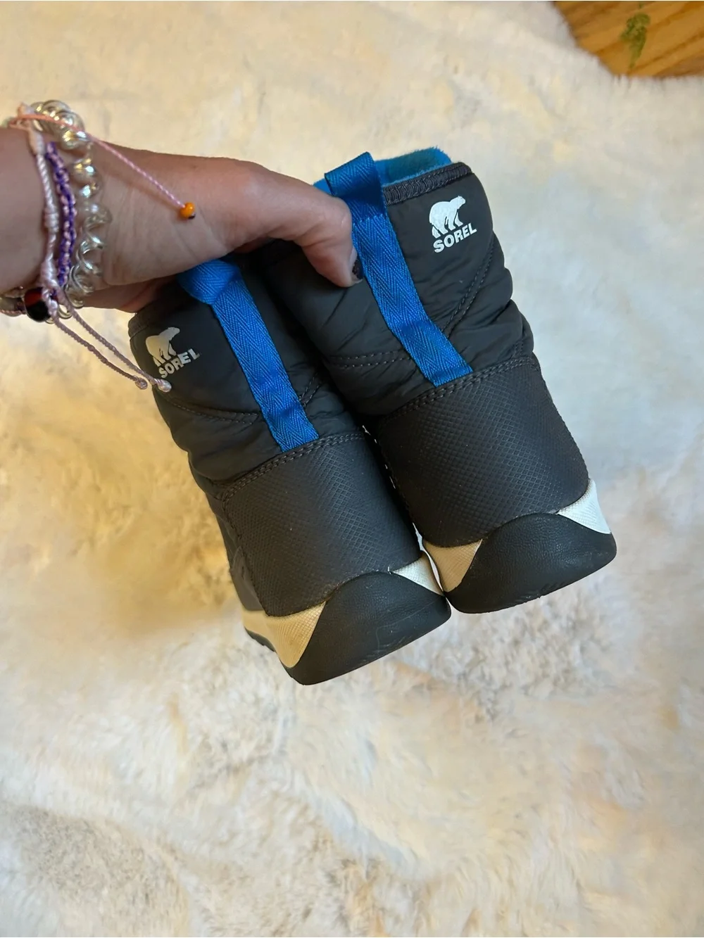 Sorel Whitney 2 Short Lace Kids Blue & Gray Insulated Winter Boots 3